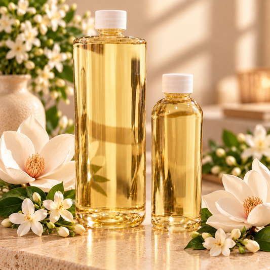 Recambios para mikado Jazmín & Magnolia de Shiro Candles Studio en formatos de 150 ml y 500 ml, con aroma floral elegante, fresco y envolvente para perfumar el hogar.