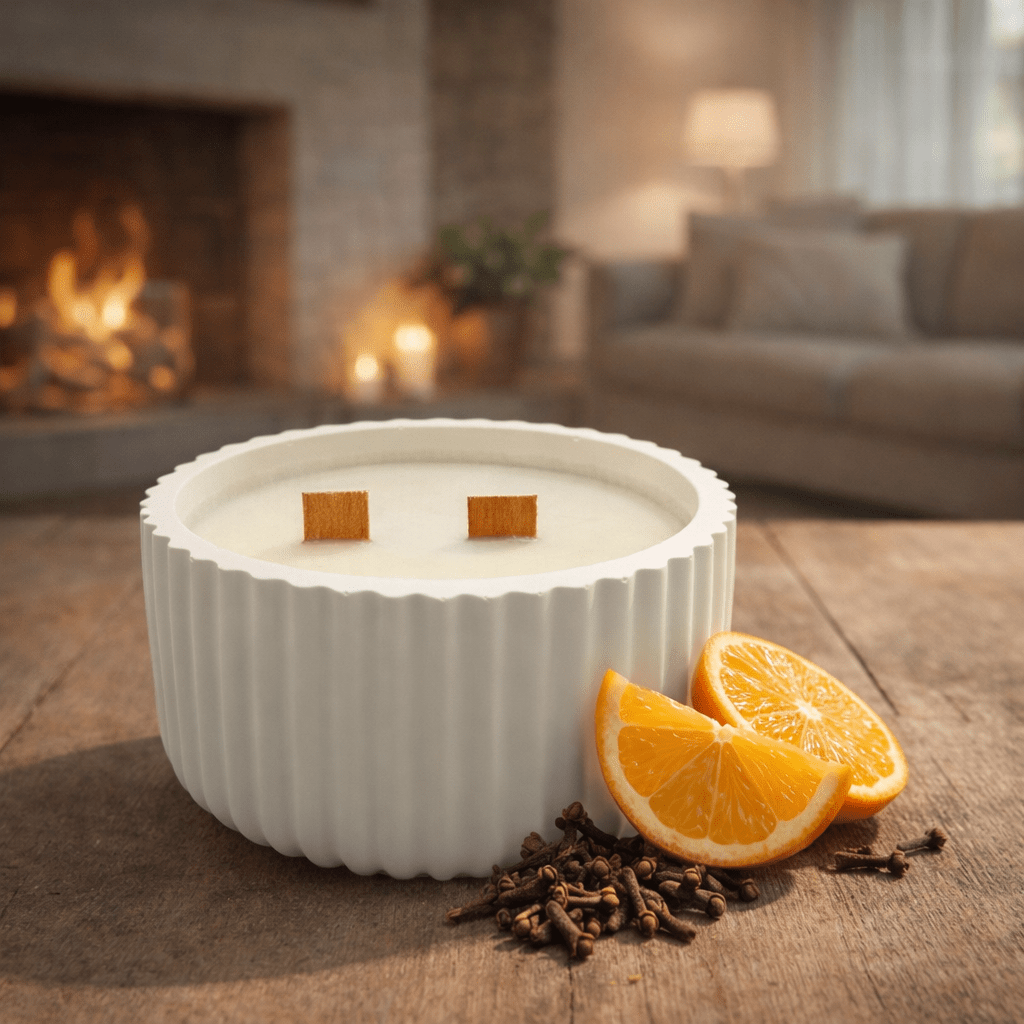 Vela aromática Clavo y Naranja dulce 100% soja vegana artesanal