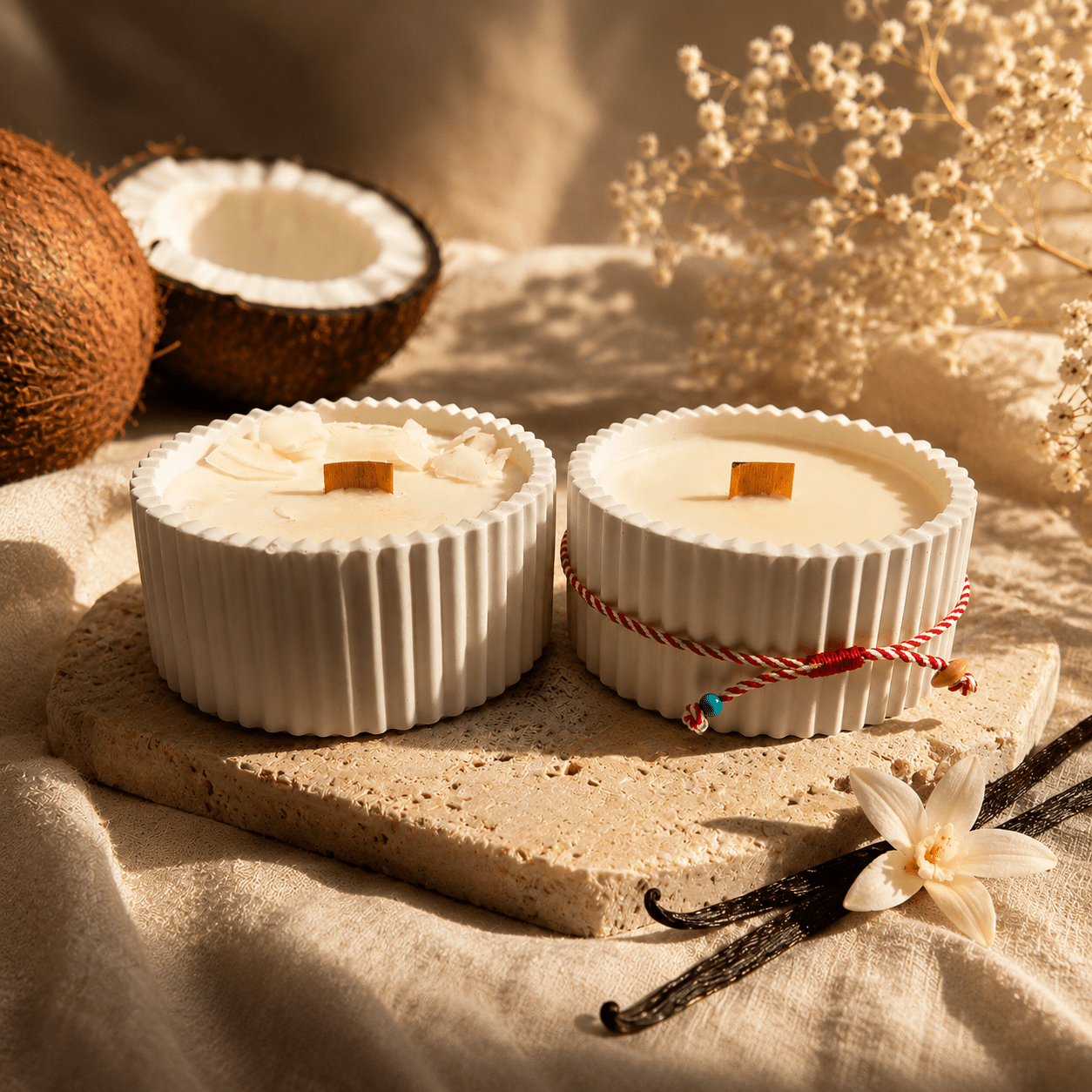 Pack de Velas Aromáticas Coco y Vainilla Blanca & Limonada Mediterránea en Cera de Soja