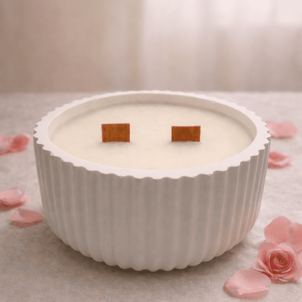 Vela aromática de soja Rosa Búlgara y Vainilla 100% natural vegana artesanal