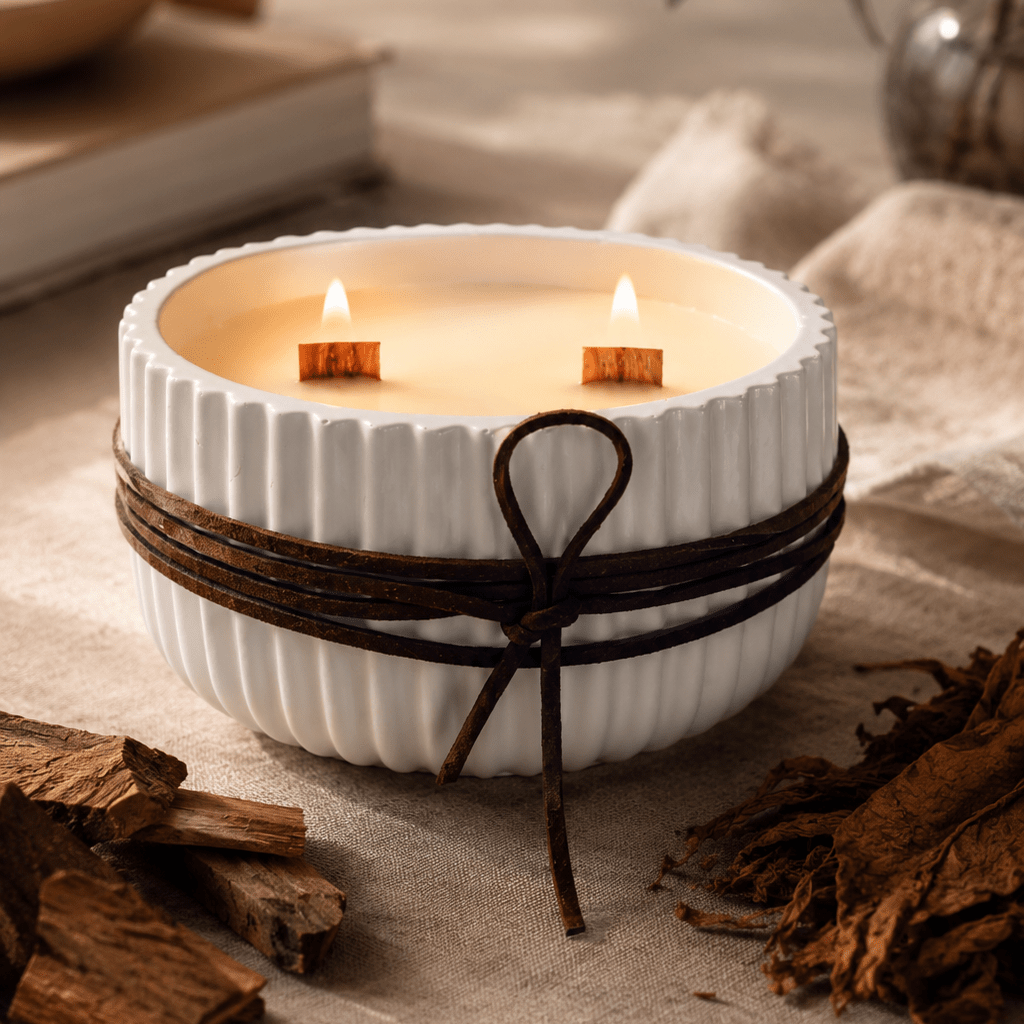 Vela aromática Roble y Tobacco en cera de soja