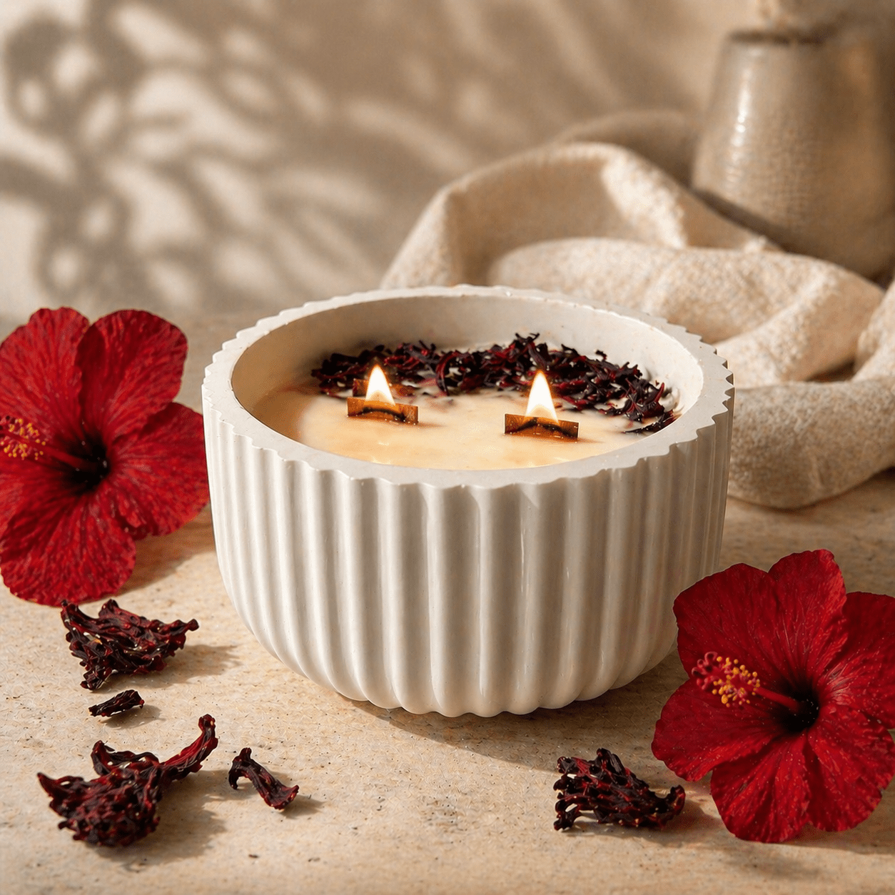 Vela aromática Hibisco y Loto en cera de soja