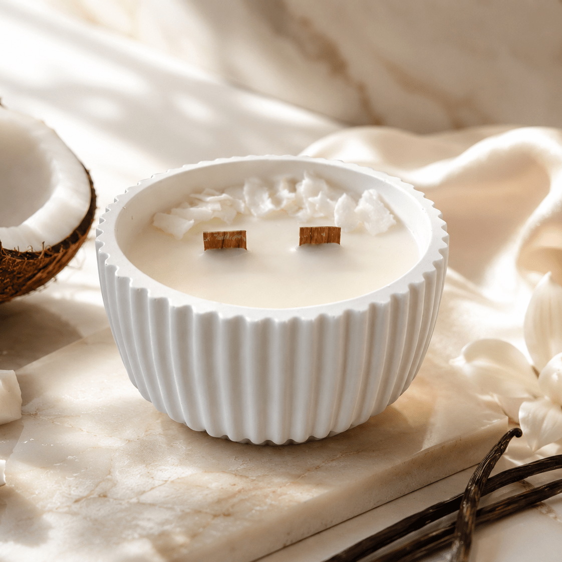 Vela aromática Coco y Vainilla Blanca en cera de soja
