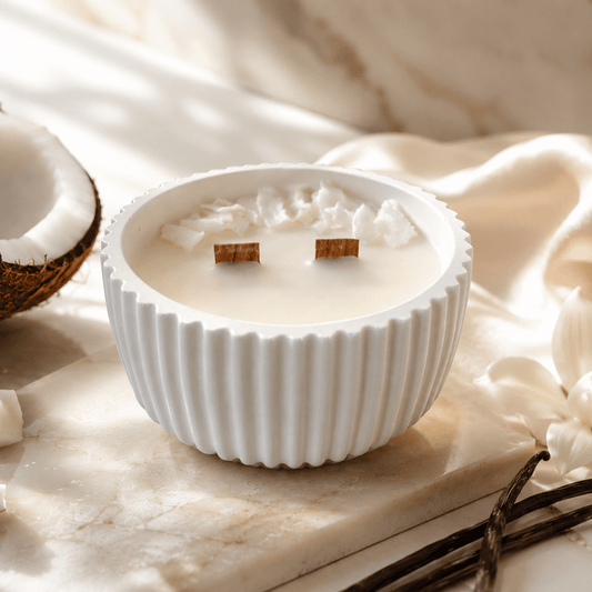 Vela aromática Coco y Vainilla Blanca en cera de soja